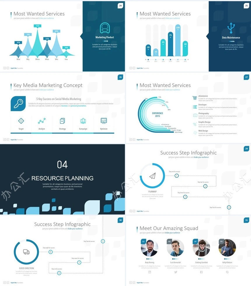 蓝色简约通用PPT模板