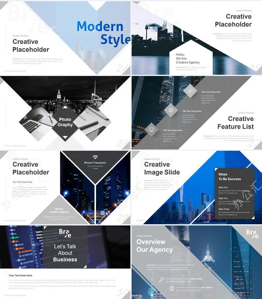 都市高楼商务风通用PPT模板