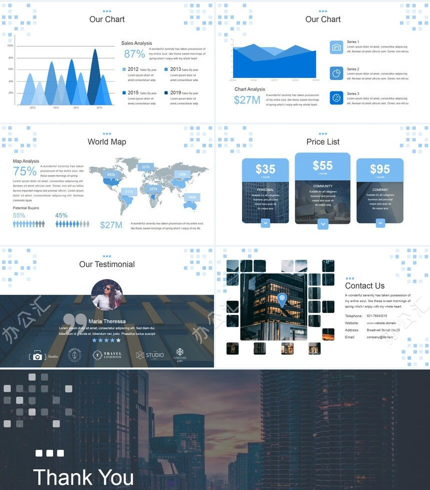 高楼建筑背景欧美商务风公司简介商务报告项PPT模板