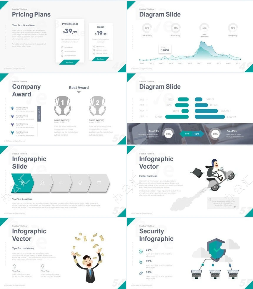 高级蓝时尚欧美风通用PPT模板