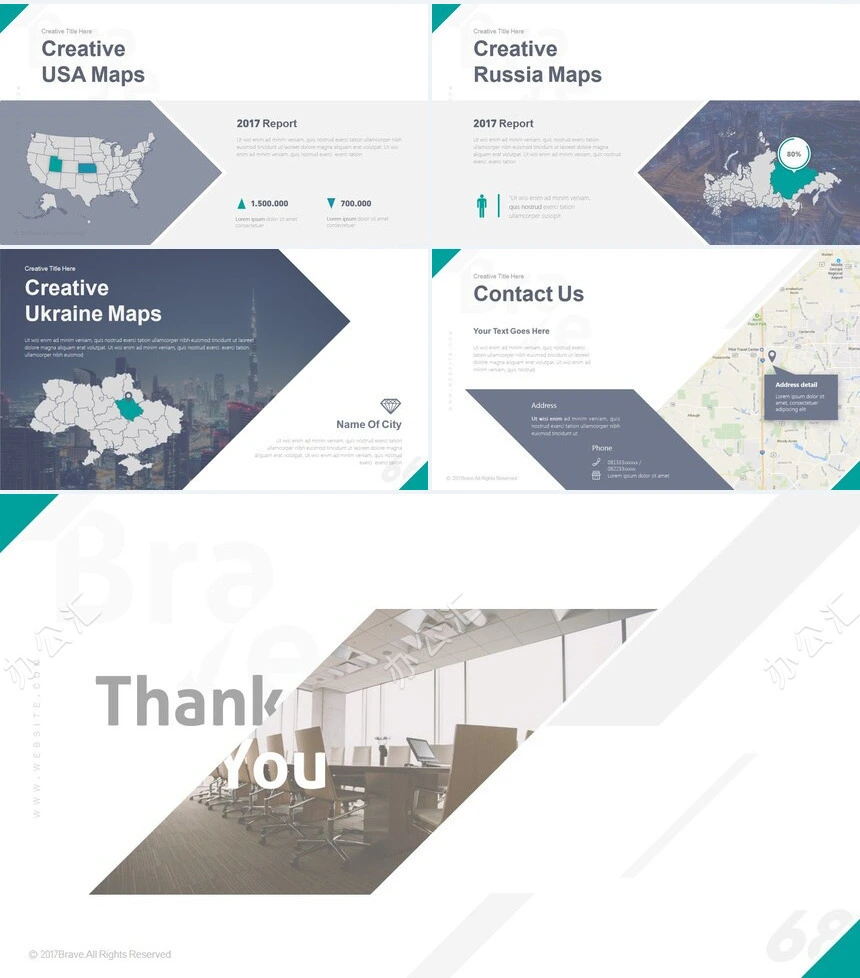 高级蓝时尚欧美风通用PPT模板