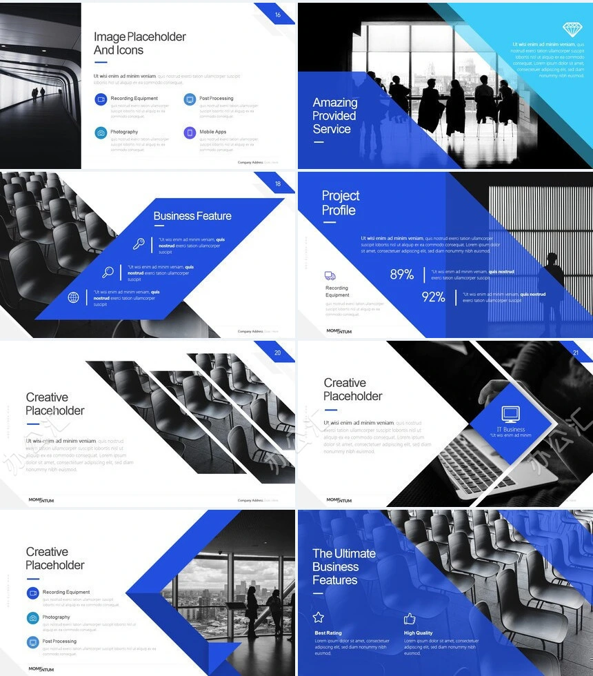 黑蓝高级欧美风公司简介商务报告PPT模板