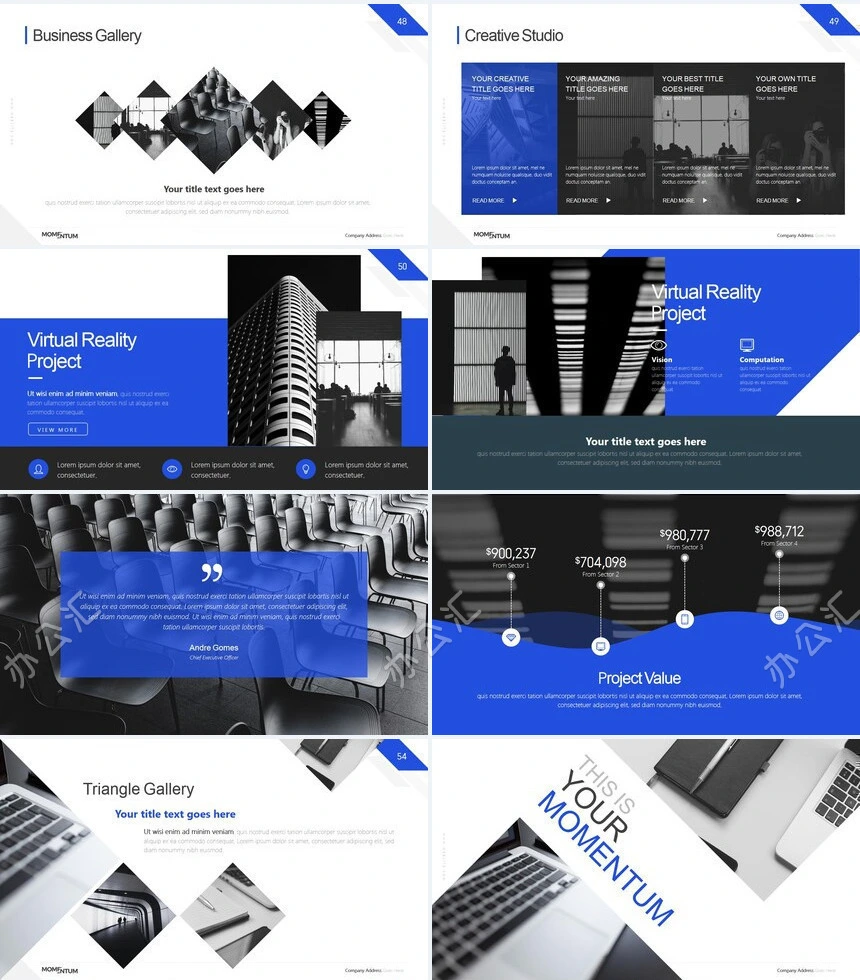 黑蓝高级欧美风公司简介商务报告PPT模板