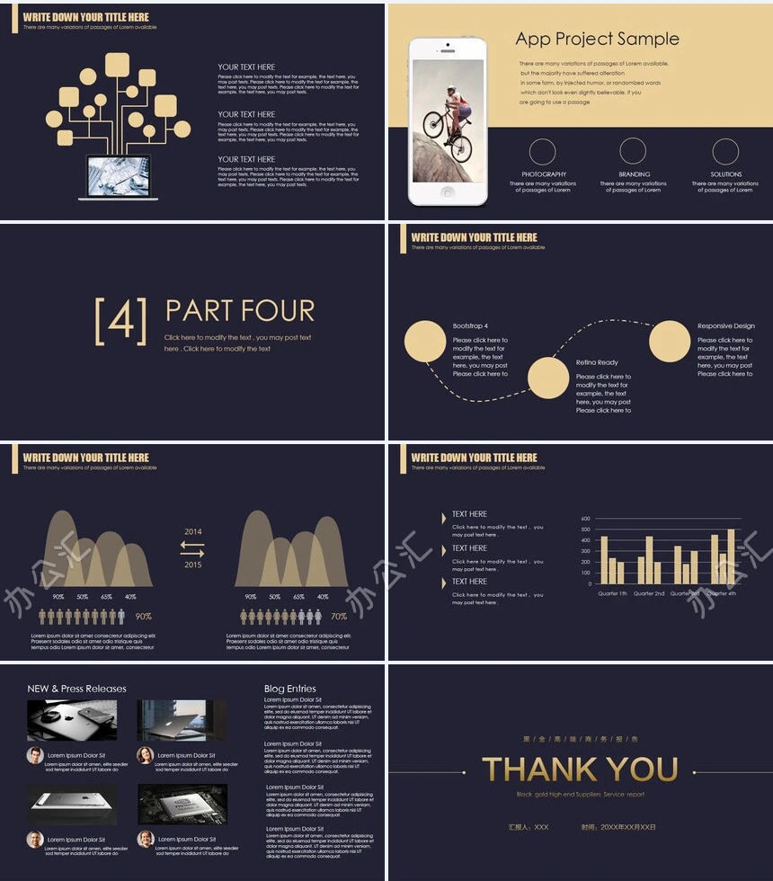 黑金高端商务报告工作汇报工作总结PPT模板