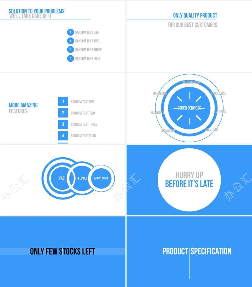 蓝色欧美快闪PPT模板