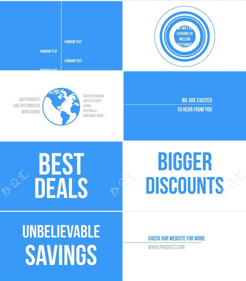 蓝色欧美快闪PPT模板