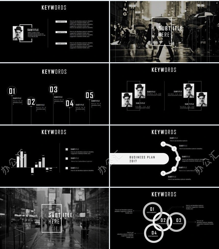 摄影设计欧美黑色快闪ppt模板