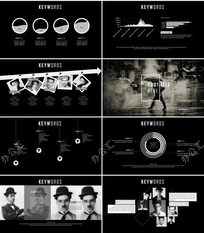 摄影设计欧美黑色快闪ppt模板