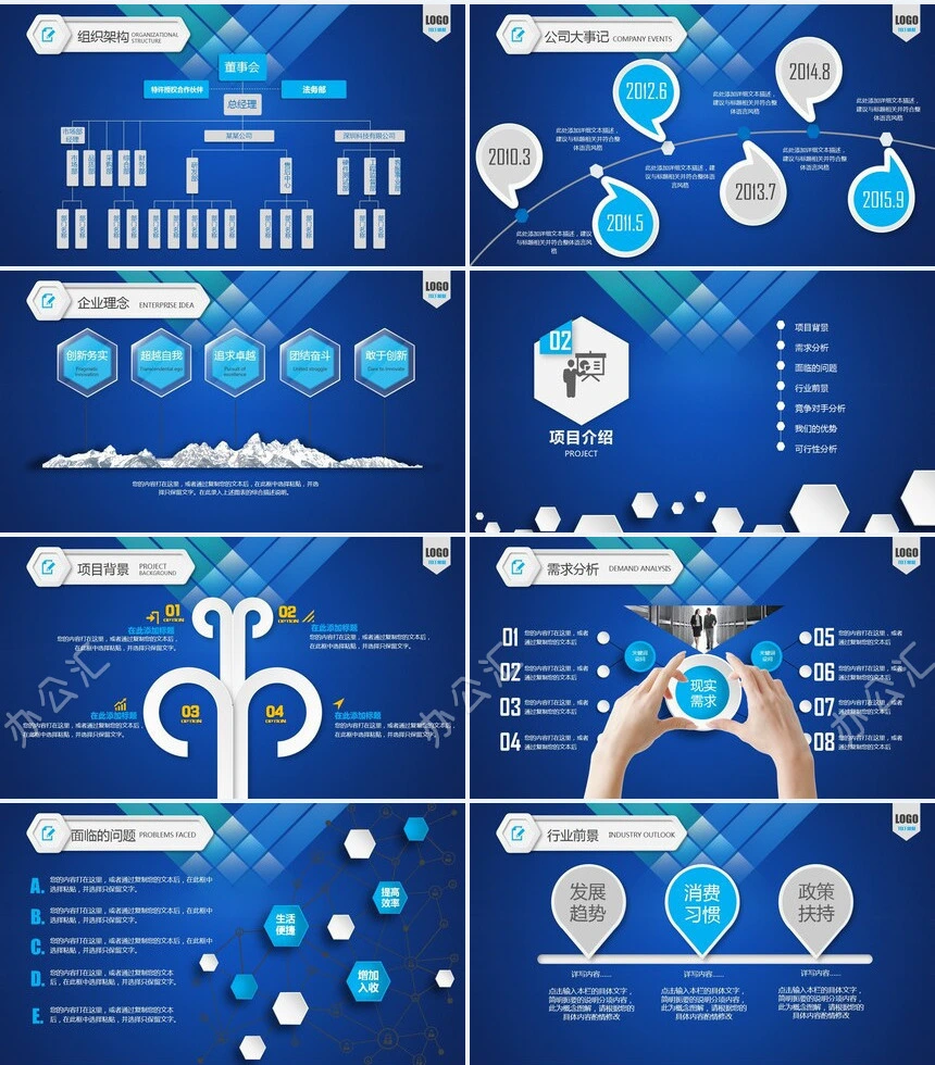 蓝色大气科技商业策划计划书PPT模板