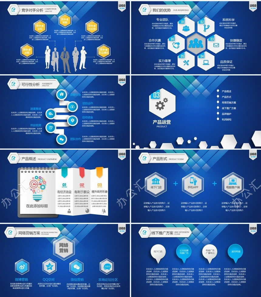 蓝色大气科技商业策划计划书PPT模板