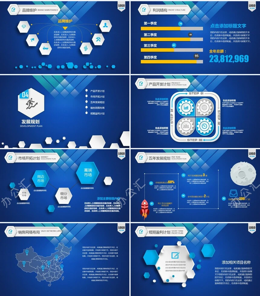 蓝色大气科技商业策划计划书PPT模板