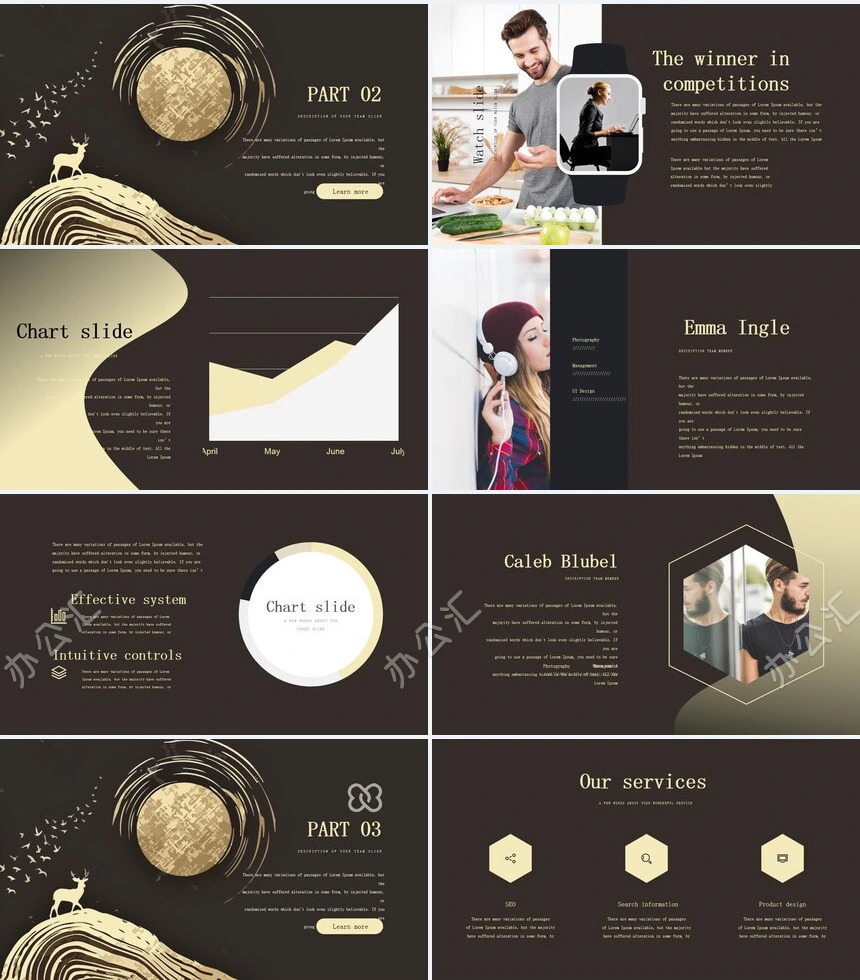 高端烫金欧美风轻奢品牌宣传PPT模板