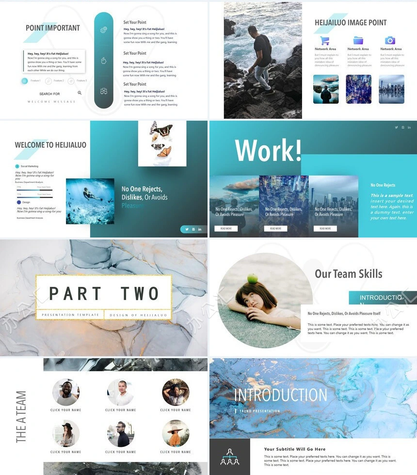 大海背景高端大气欧美风品牌策划设计PPT模板