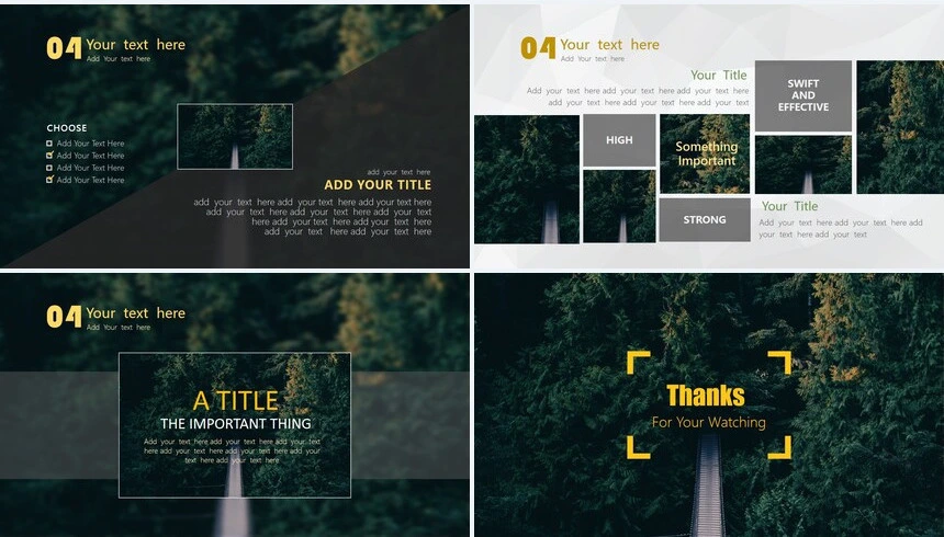 大树森林文艺欧美风高端轻奢品牌宣传PPT模板