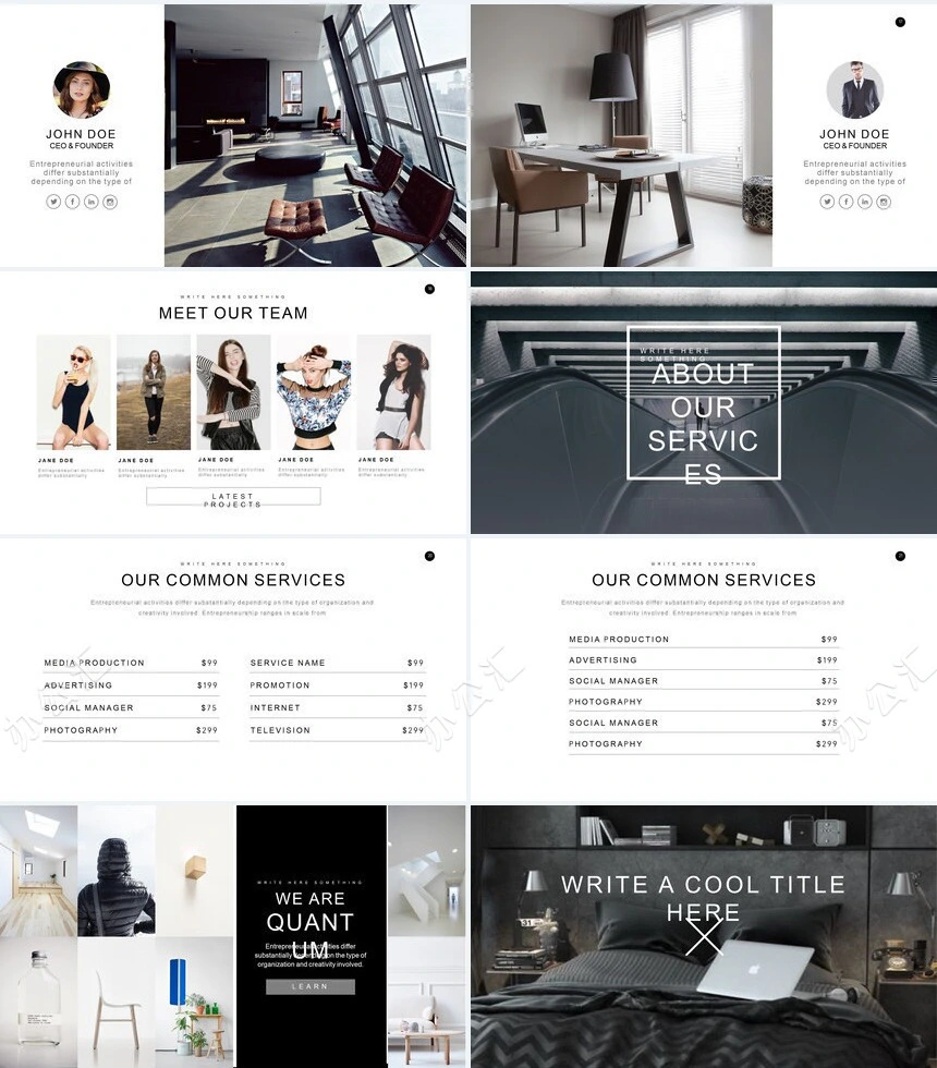 2023文艺北欧风影视个人简历摄影写真通用PPT模板