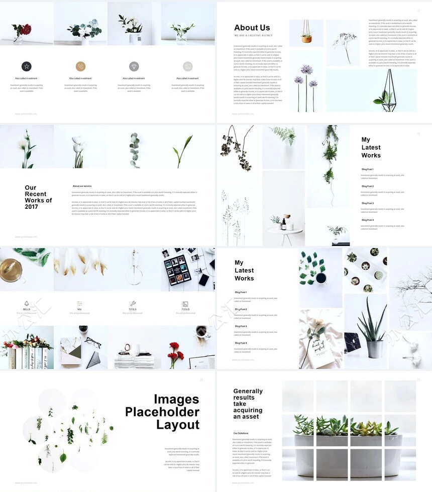 北欧ins表格图片家居设计家具装修设计通用PPT模板
