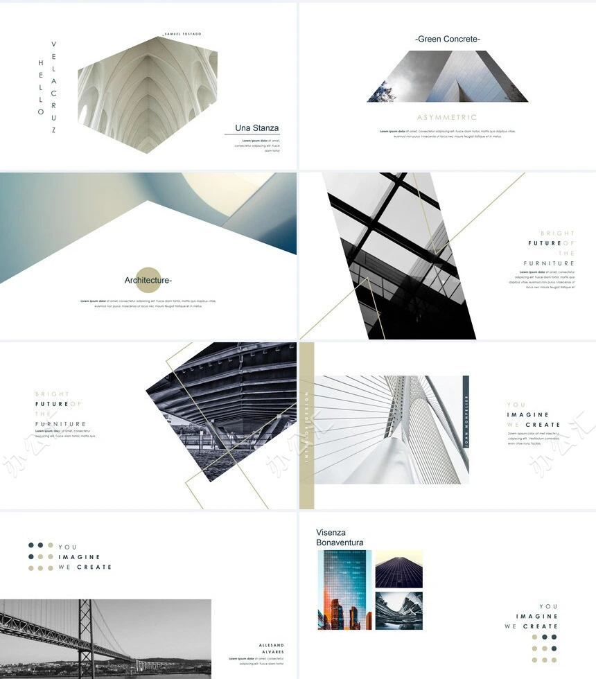 北欧INS风景家具装修设计通用PPT模板