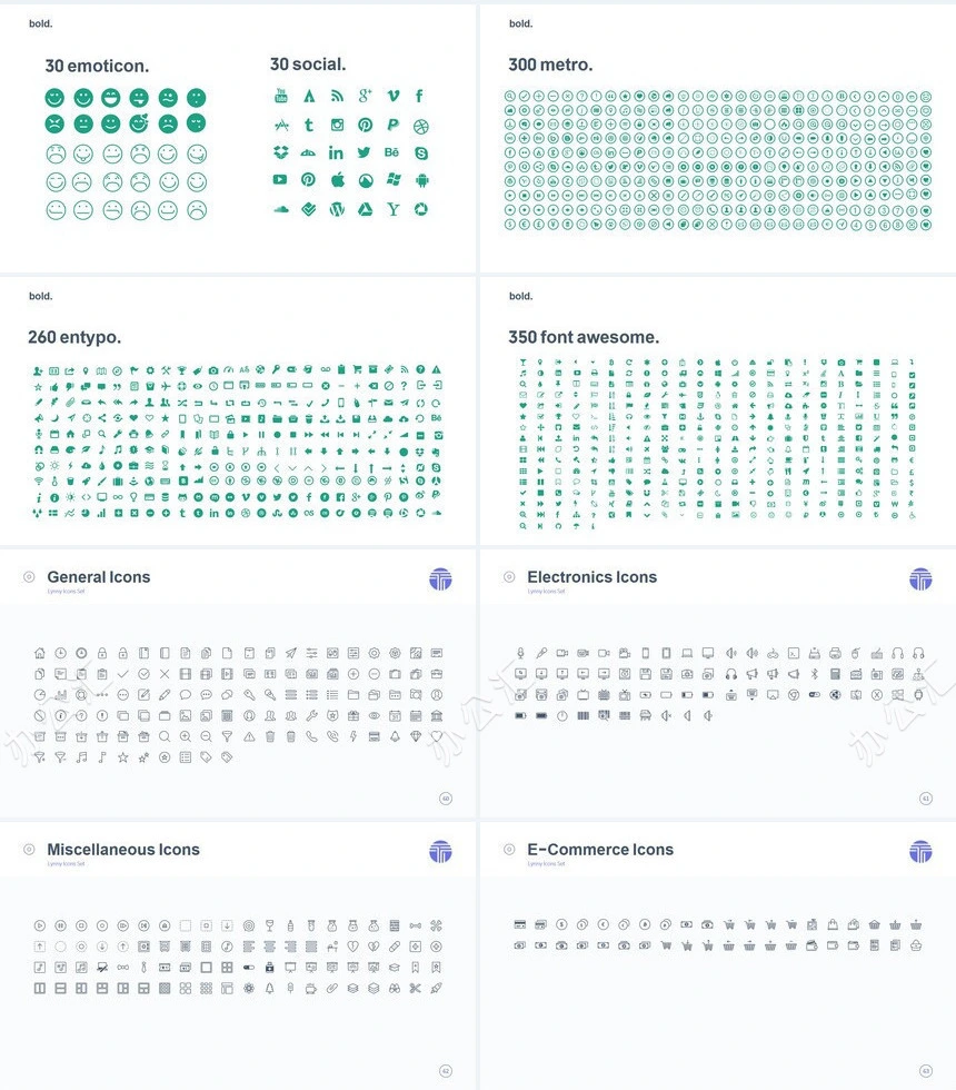 北欧数据表格图标清新简约商务PPT模板