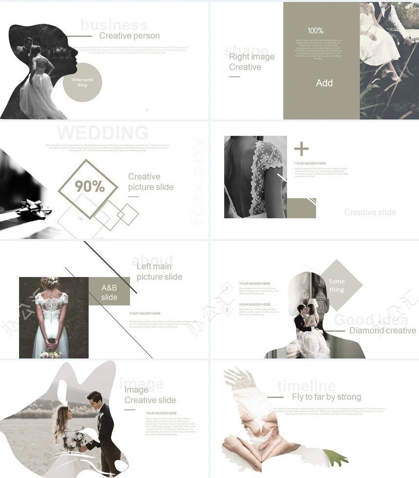 淡雅北欧婚纱摄影广告策划PPT模板