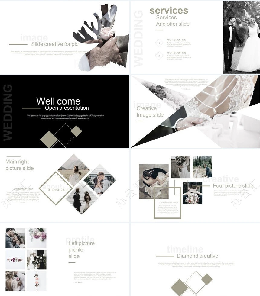 淡雅北欧婚纱摄影广告策划PPT模板