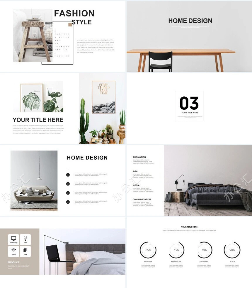 高端北欧风家居设计装修设计广告策划通用PPT模板