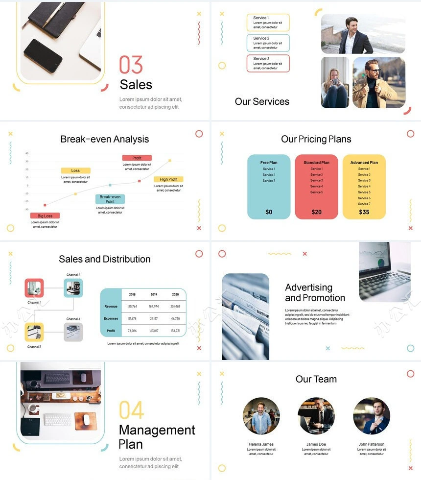 可爱时尚欧美商务风通用PPT模板