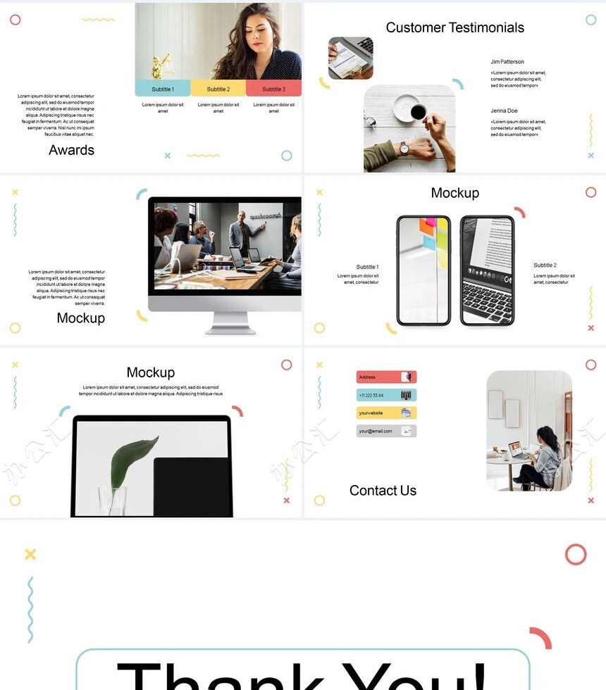 可爱时尚欧美商务风通用PPT模板