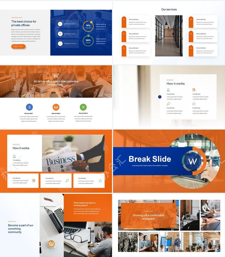 橙蓝高级色调公司宣传项目策划PPT模板