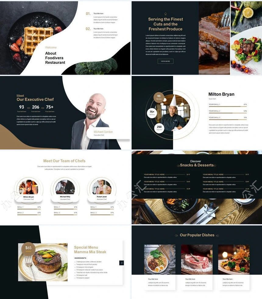 欧美时尚风餐饮美食通用PPT模板