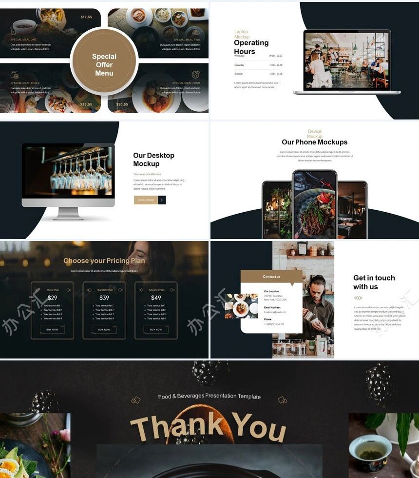 欧美时尚风餐饮美食通用PPT模板