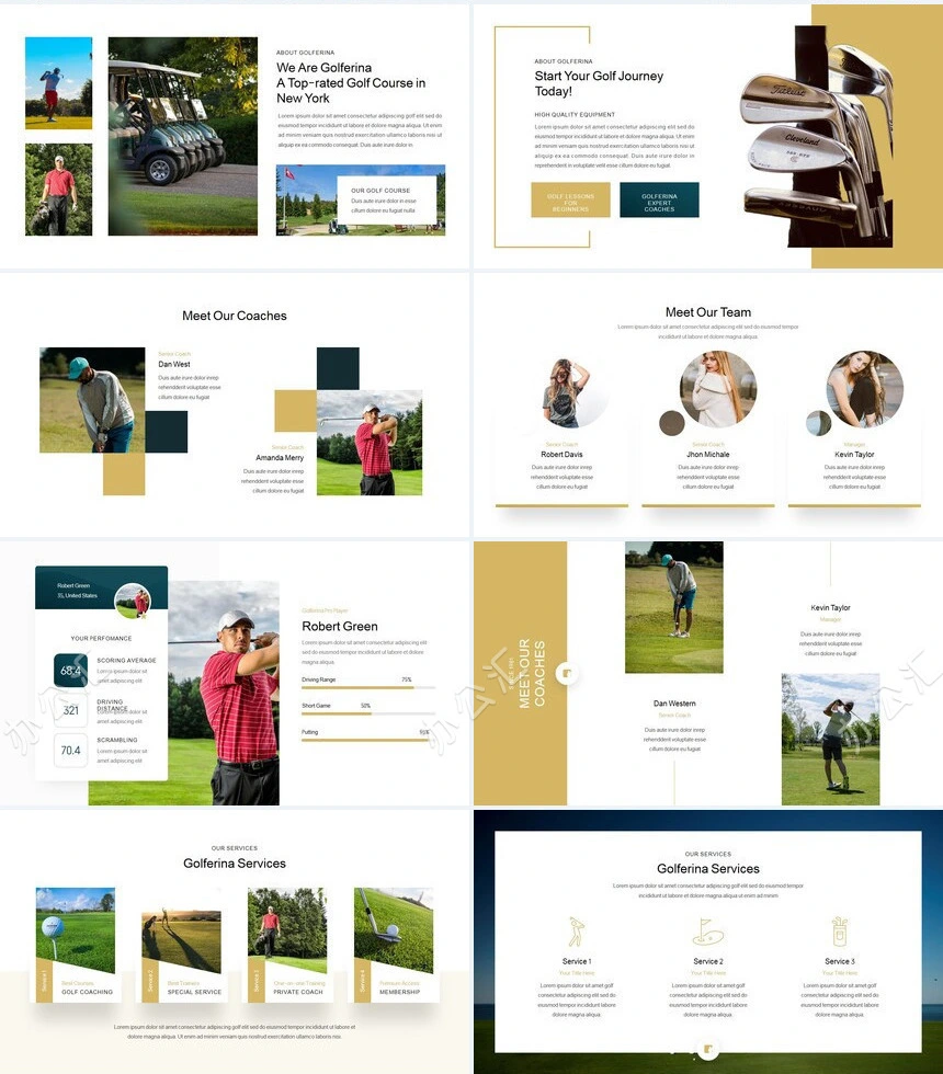 欧美时尚高尔夫体育运动户外活动项目策划PPT模板