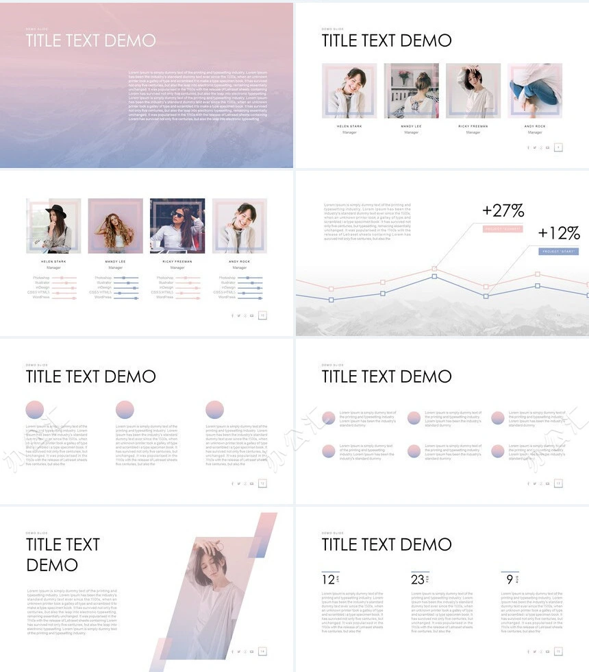 淡雅欧美风PPT模板