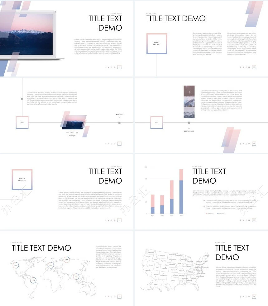 淡雅欧美风PPT模板