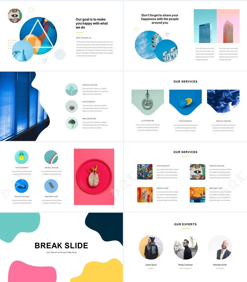 绚丽杂志欧美风餐饮美食购物科技PPT模板