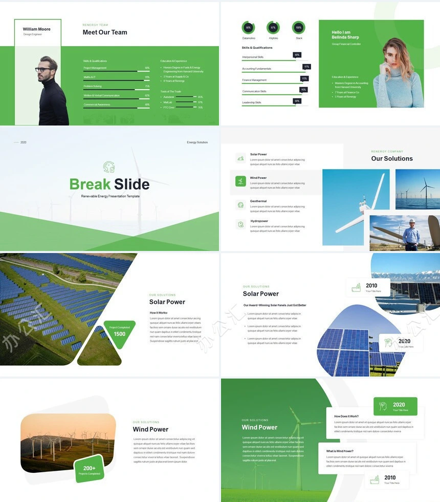 绿色新能源风能大风车商务风医疗通用PPT模板