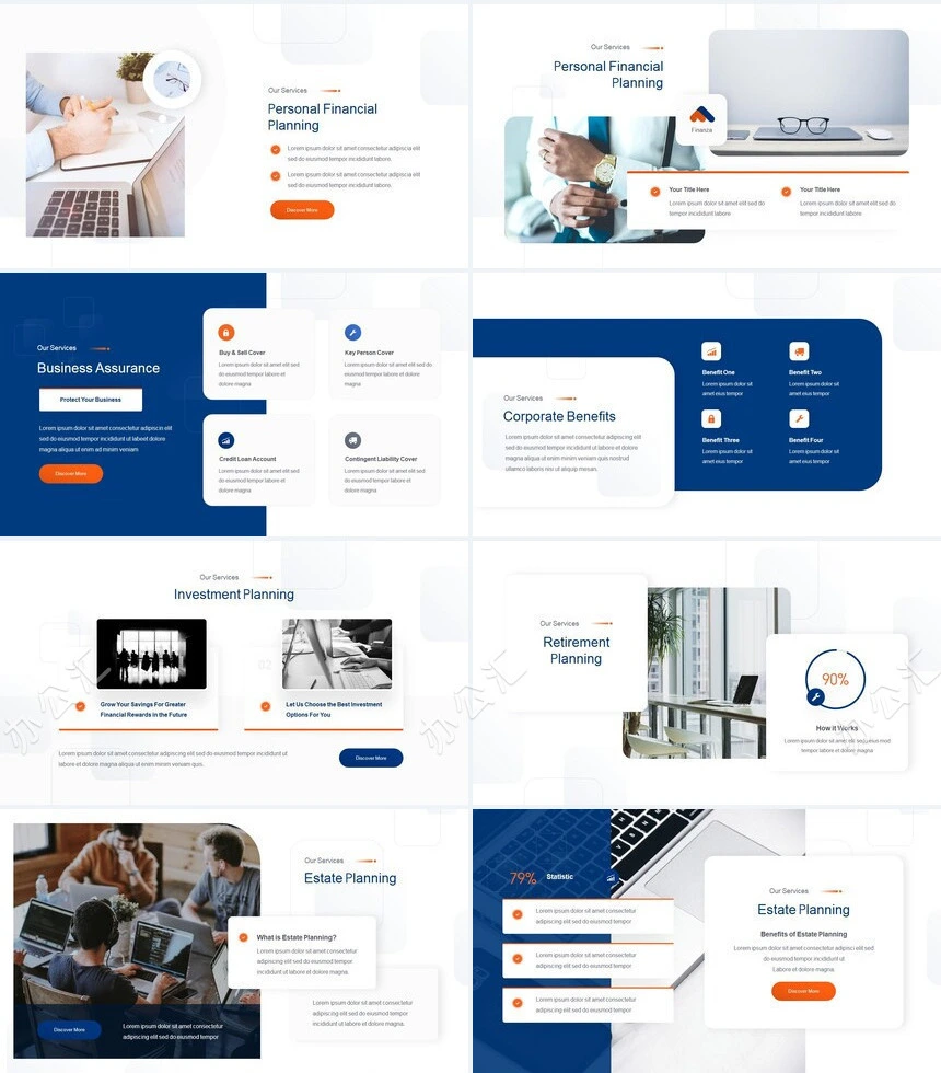 高级时尚感橙蓝色公司简介商业计划书PPT模板