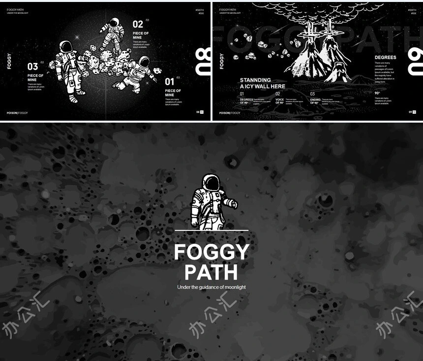 地球太空元素艺术风PPT模板