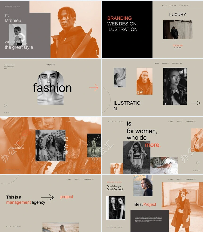 时尚艺术杂志风影视个人写真PPT模板