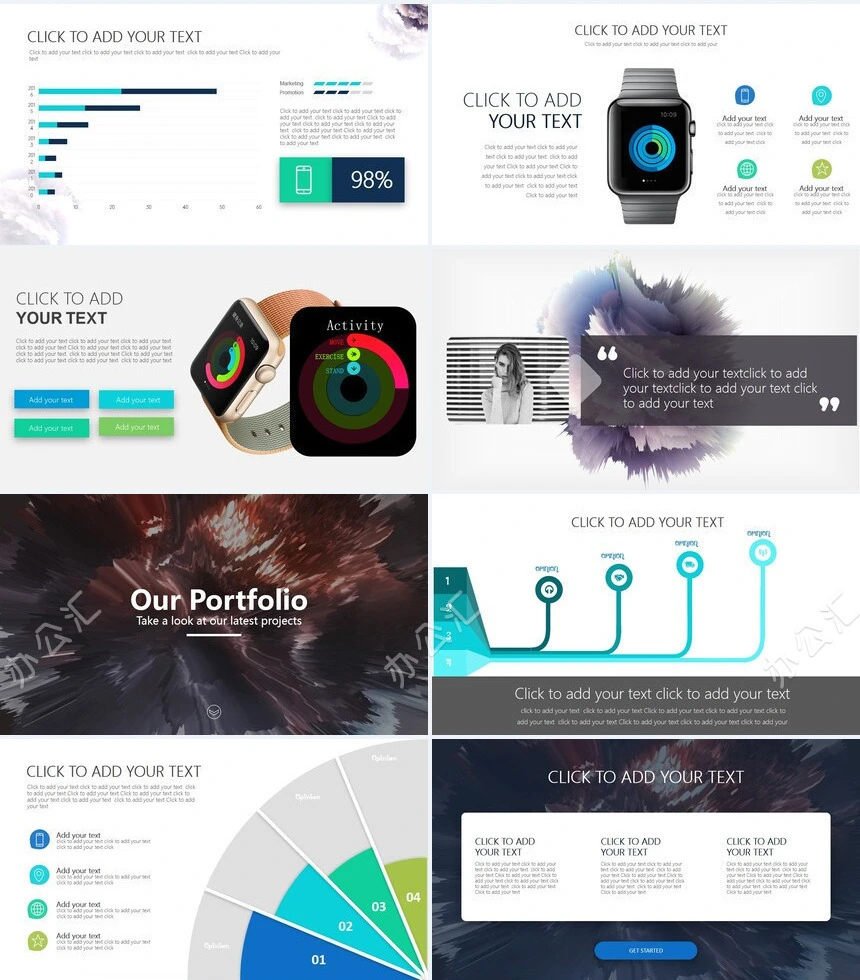 时尚艺术爆炸花电子科技产品通用PPT模板