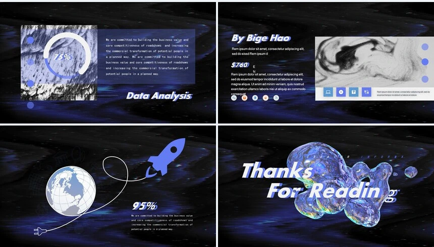 暗紫色酷炫艺术风PPT模板