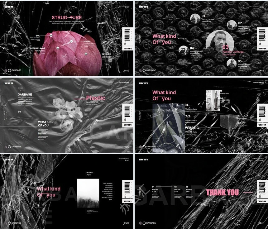 粉色酷黑艺术风PPT模板