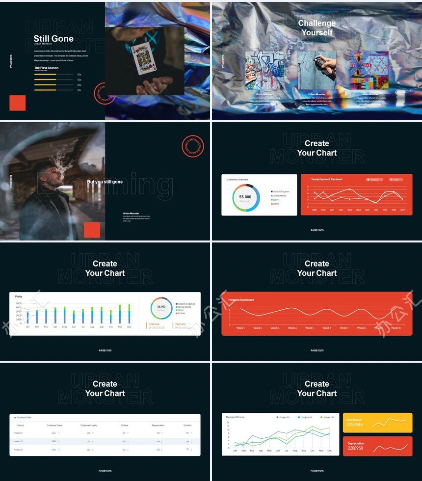 酷炫艺术风PPT模板