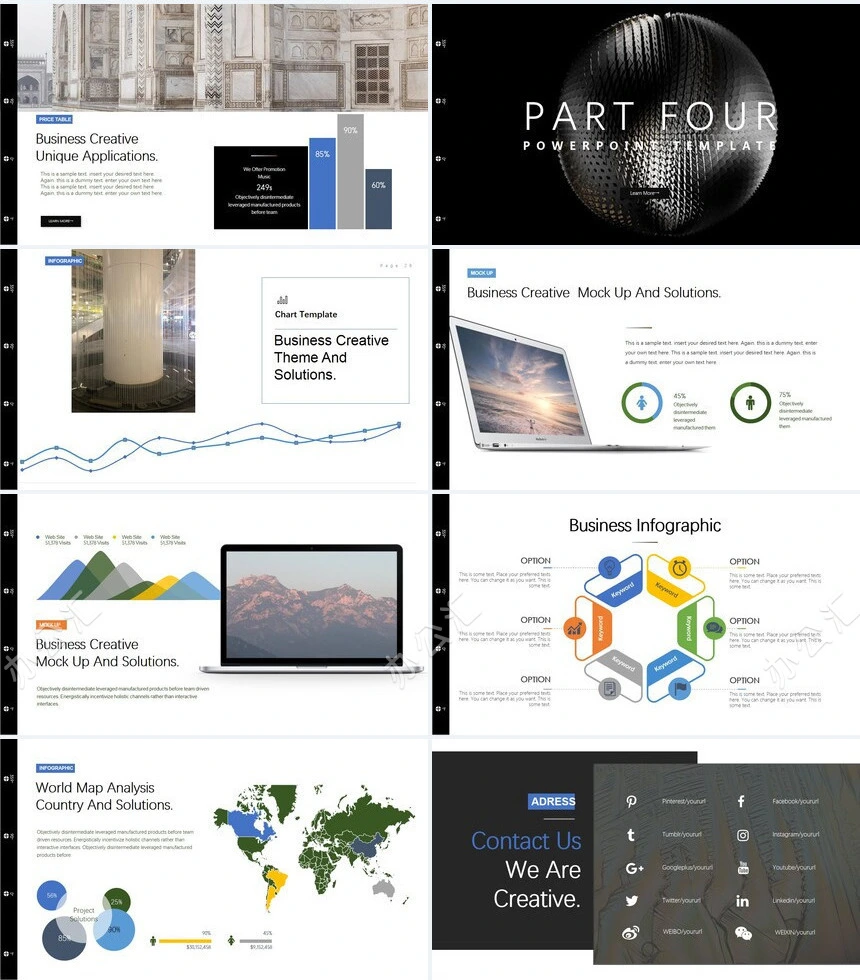 酷黑艺术风网站设计PPT模板