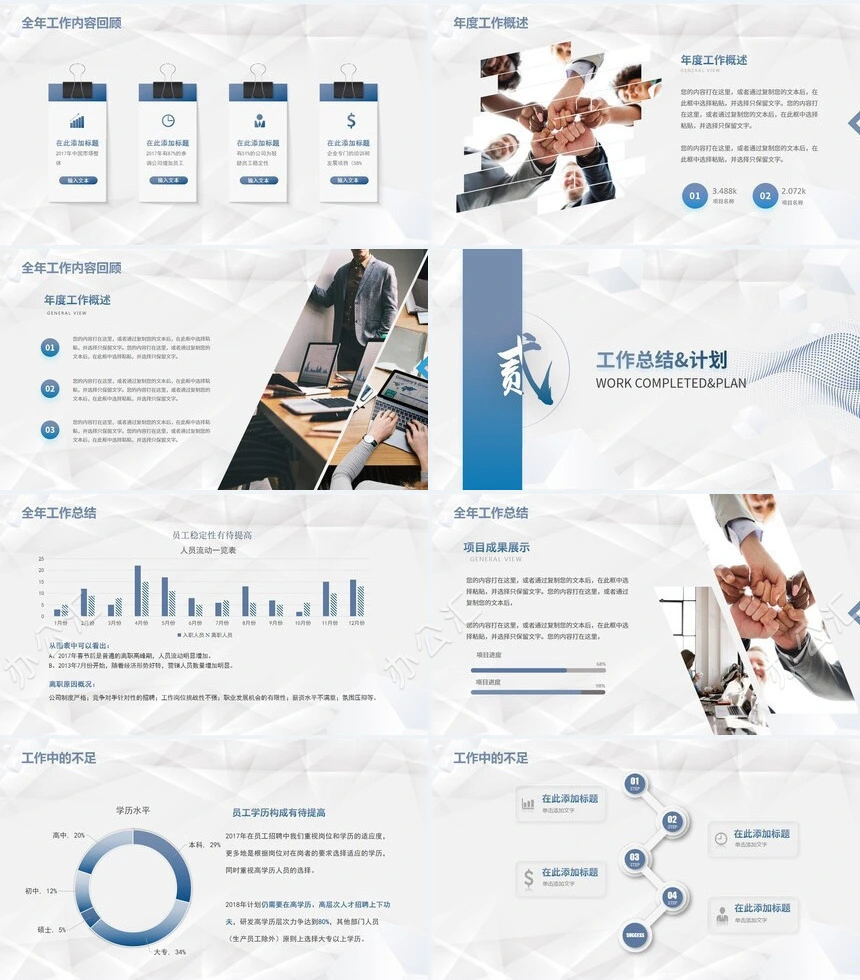 商务工作总结PPT模板工作总结年终总结明年计划工作述职