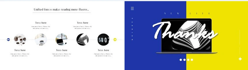酷炫极简黄蓝杂志风PPT模板