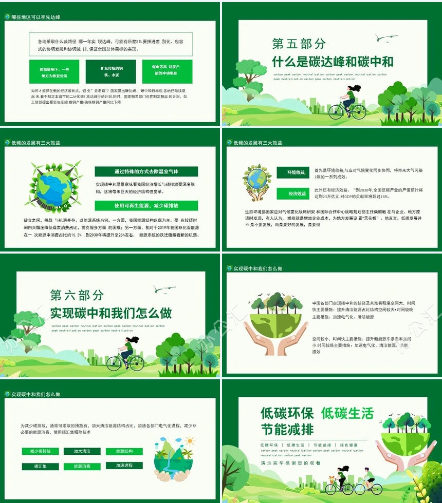 碳达峰碳中和科普低碳环保低碳生活节能减排绿色健康动态PPT