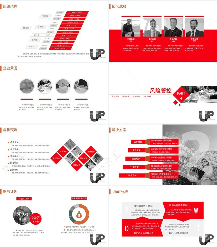 商务风红灰系商业计划书PPT模板
