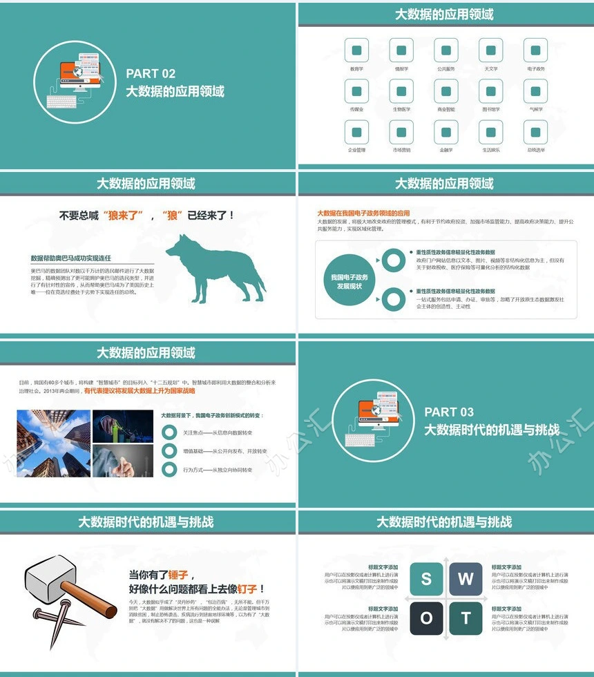 扁平化商务报告通用PPT模板(2)