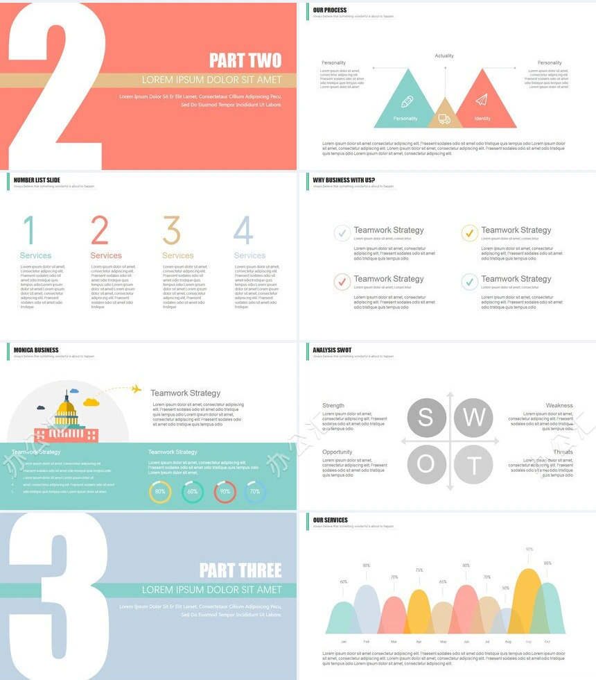 暖色系扁平化工作汇报商业计划书通用PPT模板