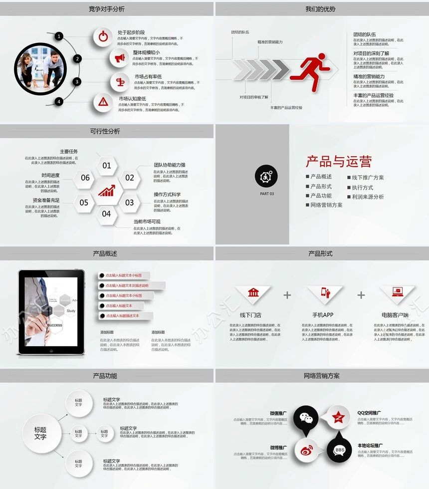 创业项目计划书通用PPT模板框架完整PPT模板适用投资合作公司介绍企业宣传